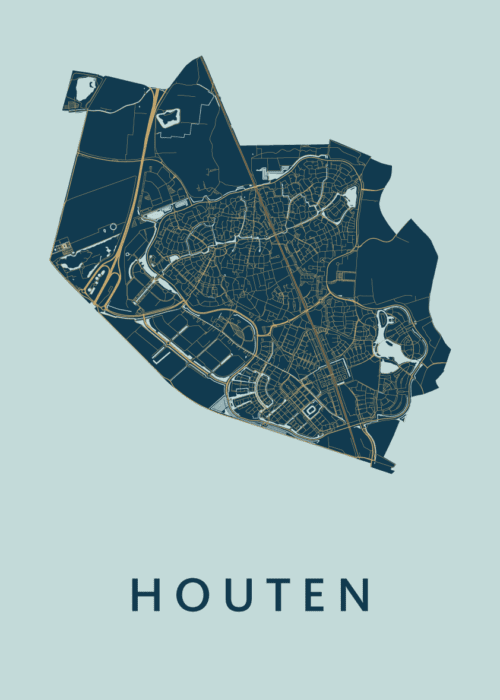 Houten Prussian Stadskaart Poster Kopen