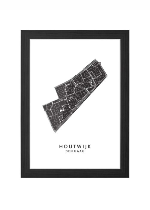 houtwijk wijkkaart den haag ingelijst in zwarte lijst