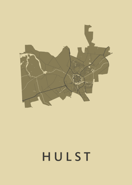 Hulst GoldenRod Stadskaart Poster Kopen