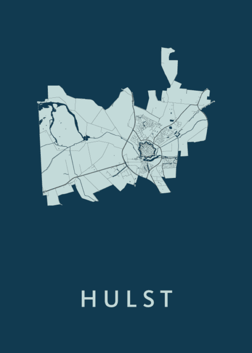 Hulst Navy Stadskaart Poster Kopen