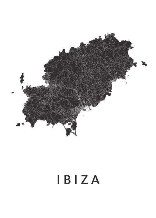 Ibiza Eilandkaart Poster Wit