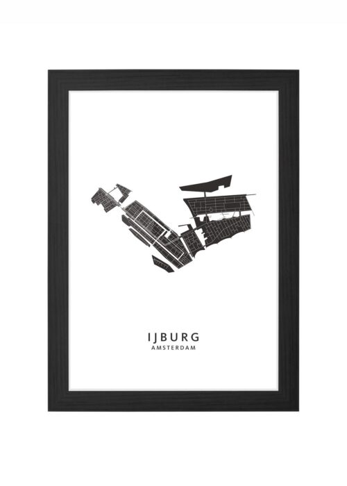 ijburg wijkkaart amsterdam poster ingelijst in zwarte lijst