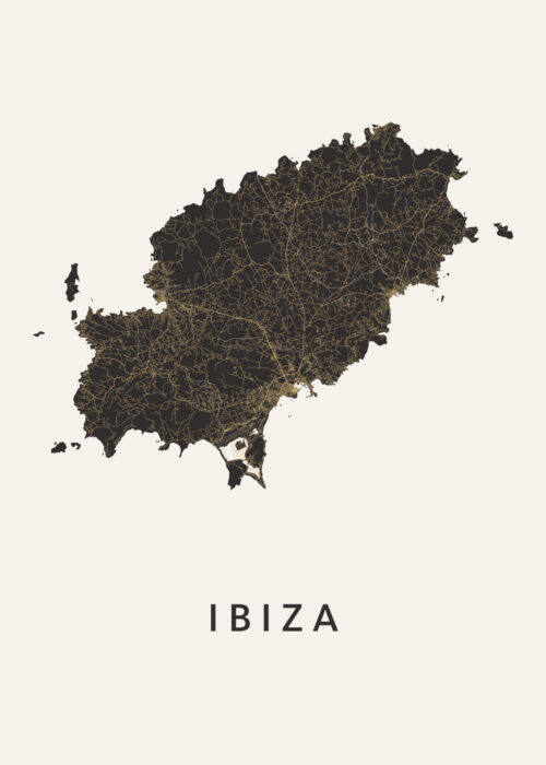 Ibiza Eilandkaart - Khaki
