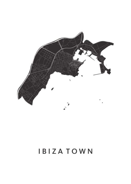 Ibiza town Kaart Poster