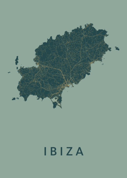 Ibiza (island) Amazon Stadskaart Poster | Kunst in Kaart
