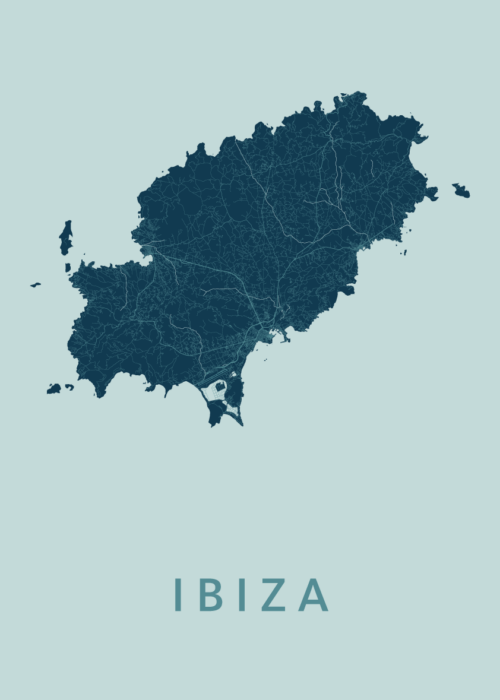 Ibiza island Mint Stadskaart Poster | Kunst in Kaart