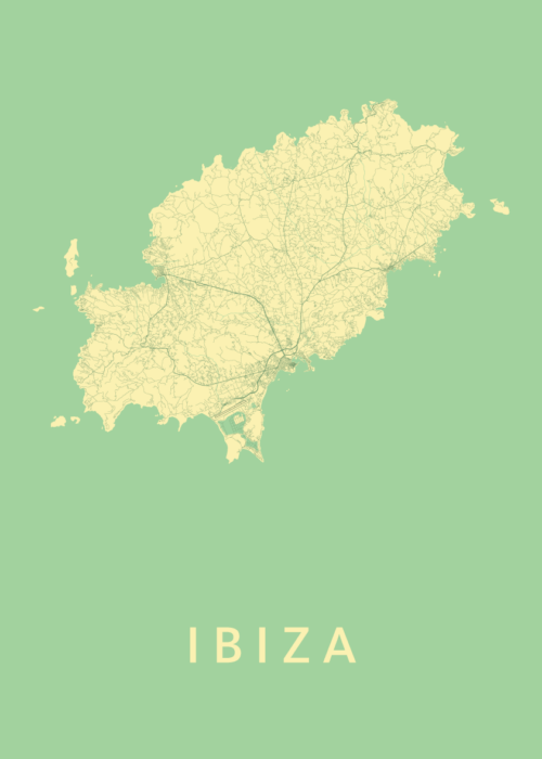 Ibiza island Spring Stadskaart Poster | Kunst in Kaart