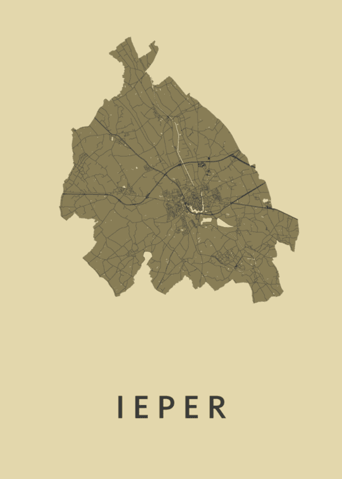 Ieper GoldenRod Stadskaart Poster Kopen