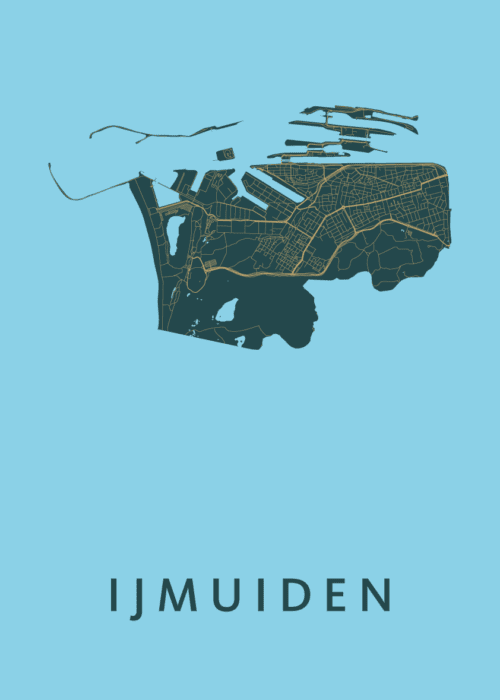 IJmuiden Azure Stadskaart Poster Kopen