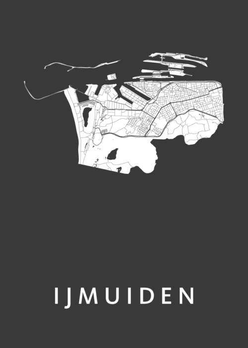 IJmuiden Black Stadskaart Poster Kopen