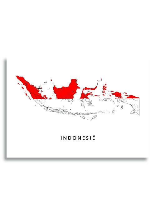 Indonesië Landkaart Poster met Landvlag