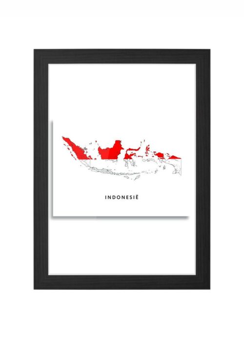 indonesië landkaart poster landvlag ingelijst in zwarte lijst