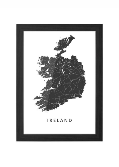 ireland landkaart poster ingelijst in zwarte lijst
