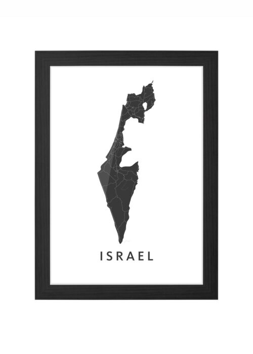 israel landkaart poster ingelijst in zwarte lijst