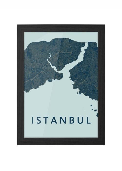 istanbul stadskaart poster ingelijst in zwarte lijst