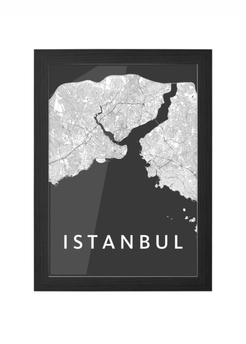 istanbul stadskaart poster ingelijst in zwarte lijst