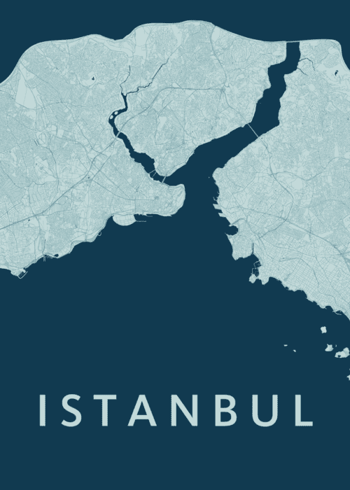 Istanbul Stadskaart - Feldgrau poster