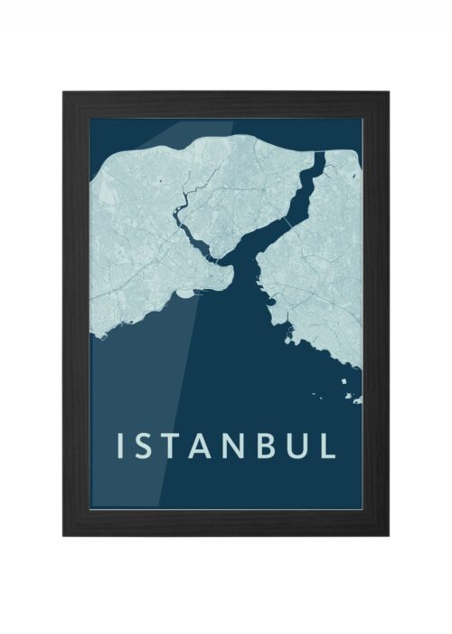 istanbul stadskaart poster ingelijst in zwarte lijst
