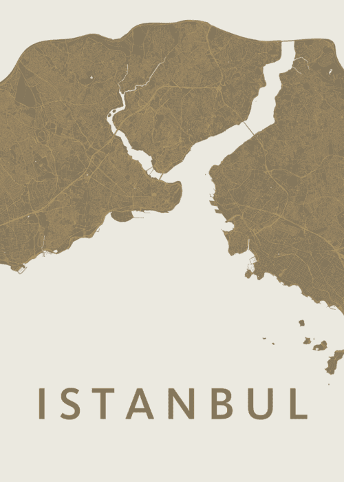 Istanbul Stadskaart - Gold poster