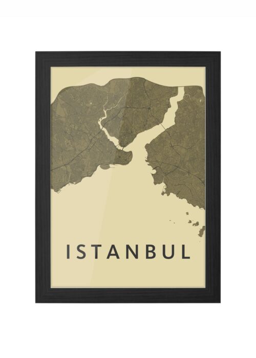 istanbul stadskaart poster ingelijst in zwarte lijst