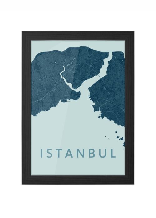 istanbul stadskaart poster ingelijst in zwarte lijst