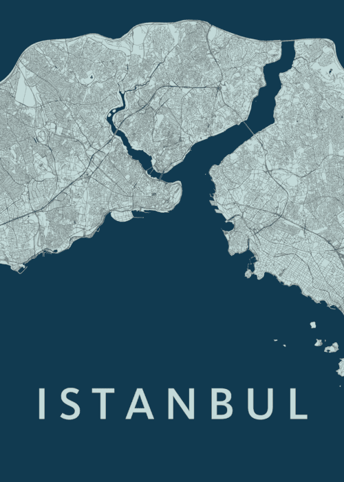 Istanbul Stadskaart - Navy poster