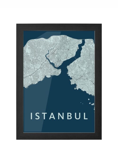 istanbul stadskaart poster ingelijst in zwarte lijst