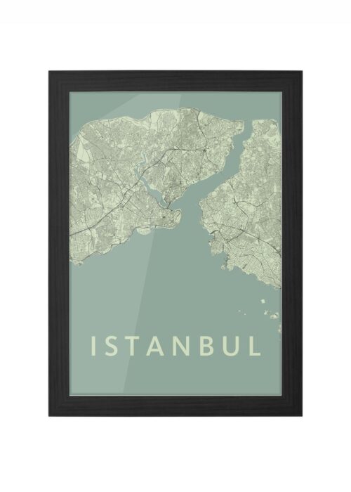 istanbul stadskaart poster ingelijst in zwarte lijst
