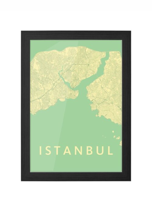 istanbul stadskaart poster ingelijst in zwarte lijst