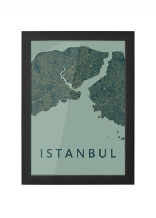 istanbul stadskaart poster ingelijst in zwarte lijst