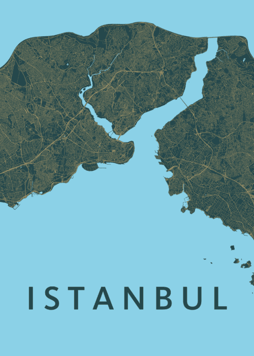 Istanbul Stadskaart - Azure poster