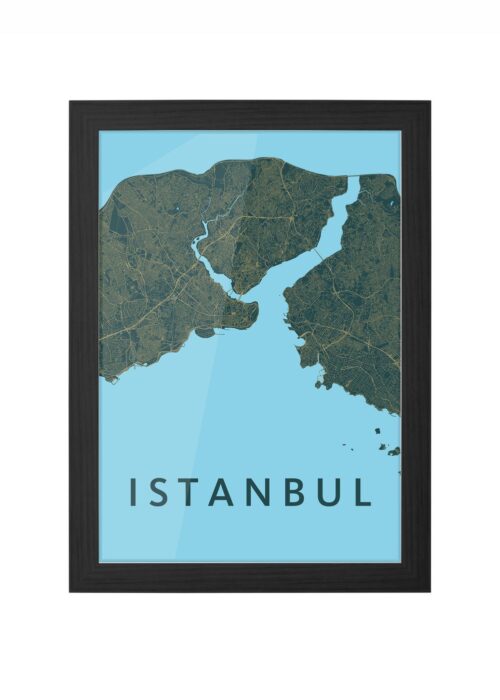 istanbul stadskaart poster ingelijst in zwarte lijst