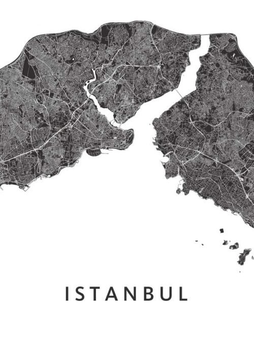 Istanbul Stadskaart - White poster