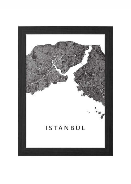 istanbul stadskaart poster ingelijst in zwarte lijst