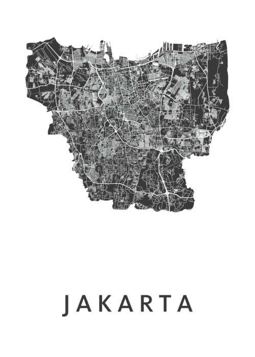Jakarta Stadskaart - White poster
