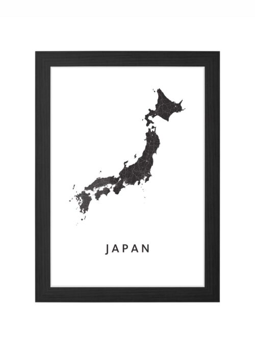japan landkaart poster ingelijst in zwarte lijst