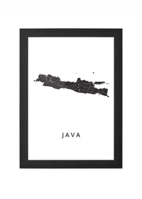 java landkaart poster ingelijst in zwarte lijst