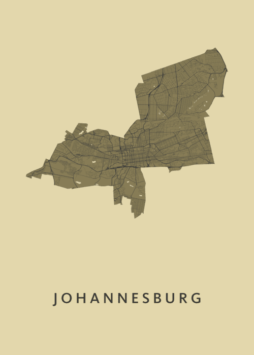 Johannesburg GoldenRod Stadskaart Poster Kopen