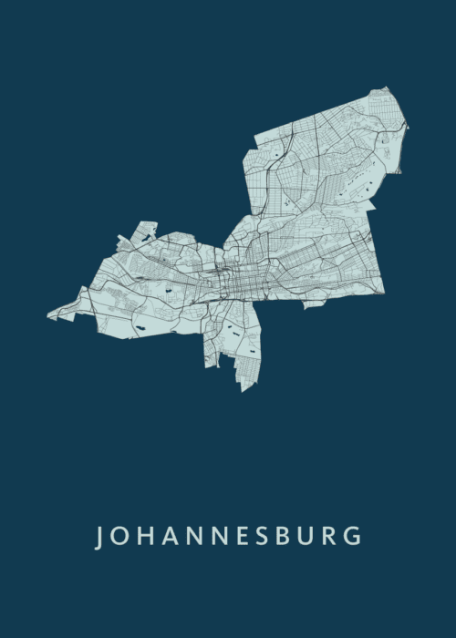 Johannesburg Navy Stadskaart Poster Kopen