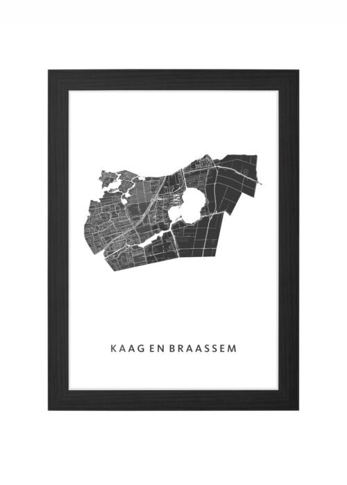 kaag en braassem gemeentekaart regiokaart poster ingelijst in zwarte lijst