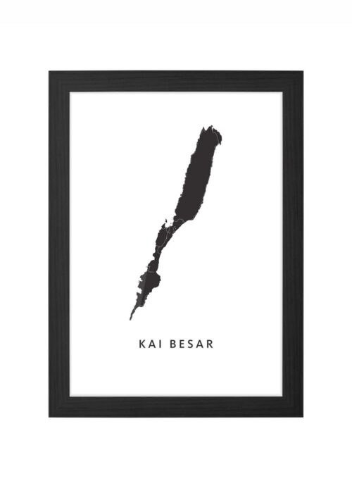kai besar eilandkaart poster ingelijst in zwarte lijst