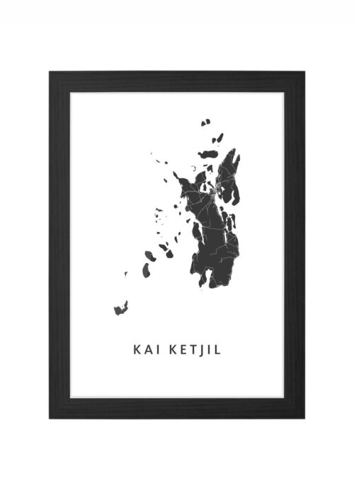 kai ketjil eilandkaart poster ingelijst in zwarte lijst