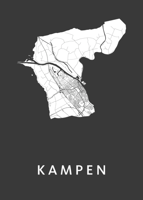 Kampen Black Stadskaart Poster Kopen
