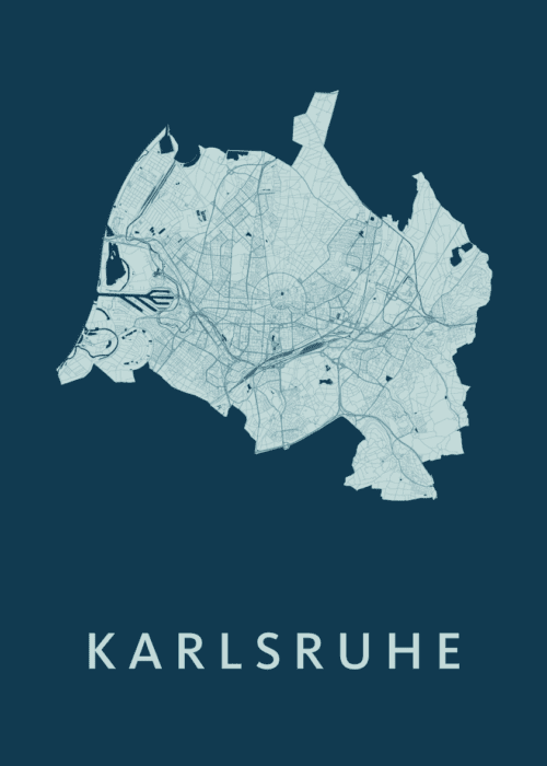 Karlsruhe Feldgrau Stadskaart Poster Kopen