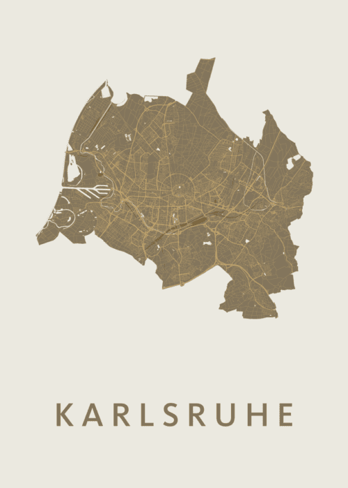 Karlsruhe Gold Stadskaart Poster Kopen