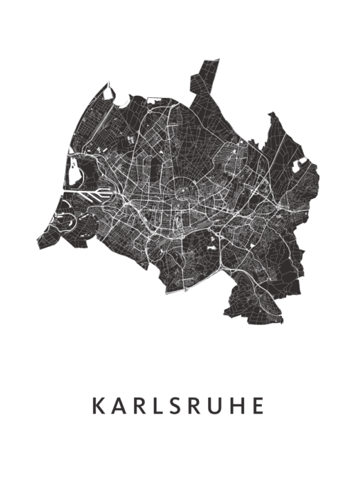 Karlsruhe White Stadskaart Poster Kopen