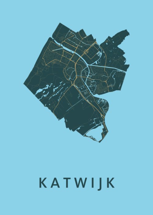 Katwijk Stadskaart poster Azure