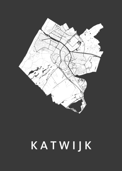 Katwijk Stadskaart poster Black