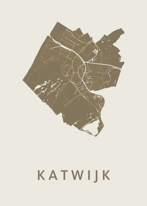 Katwijk Stadskaart poster Gold