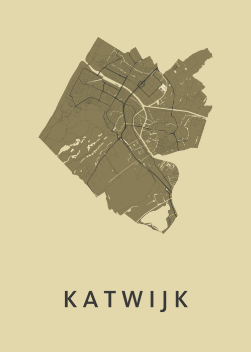 Katwijk Stadskaart poster GoldenRod
